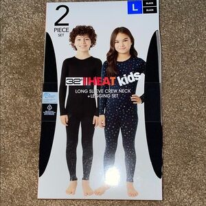 32 Degrees Heat Kids Black Long Sleeve Crew Neck + Legging Set